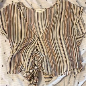 striped crop blouse